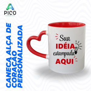 CANECA COM ALÇA DE CORAÇÃO PERSONALIZADA      