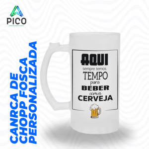 CANECA DE CHOPP DE VIDRO FOSCO PERSONALIZADA      