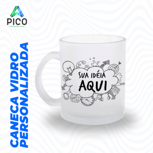 CANECA DE VIDRO FOSCO PERSONALIZADA      