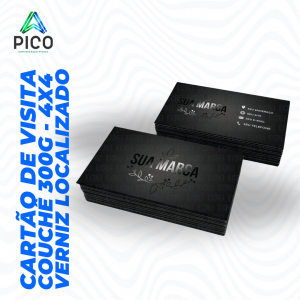 CARTÃO DE VISITA VERNIZ LOCALIZADO COUCHÊ 300G PERSONALIZADO      