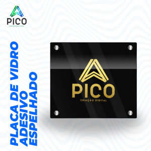 PLACA DE VIDRO COM ADESIVO ESPELHADO      