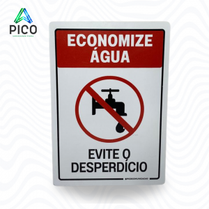 PLACA ECONOMIZE ÁGUA Chapa PS 1mm e Adesivo de Vinil 13x19 cm    