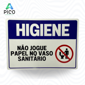 PLACA HIGIENE Chapa PS 1mm e Adesivo de Vinil 21x15 cm    