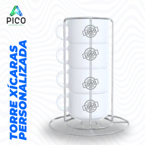 TORRE DE METAL COM XÍCARAS PERSONALIZADAS      