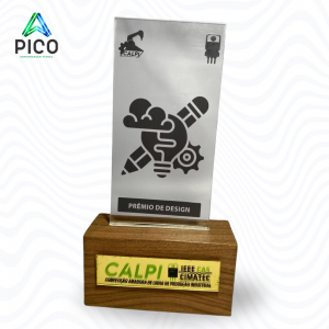 TROFÉU PREMIAÇÃO Acrílico adesivado e MDF 13X25CM    